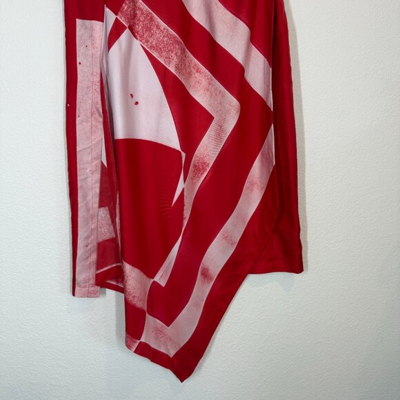 DKNY Silk Dress Handkerchief Red Abstract Sleeveless Asymmetrical Small P - Picture 5 of 12
